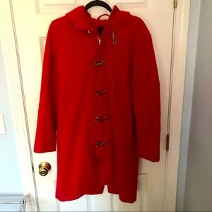 Red Classic Preppy Ralph Lauren Toggle Close Coat